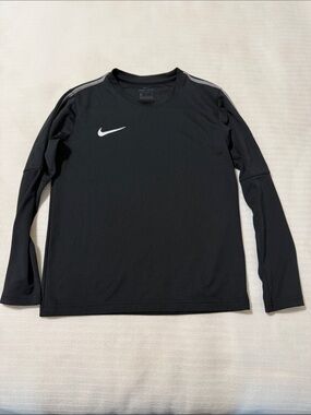 Nike Black Long Sleeve Athletic Tee with White Swoosh